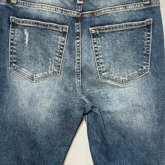 Miss Me Ankle Cropped Skinny Jeans Distressed Studded Details Embroidered Hem - Picture 4 of 8